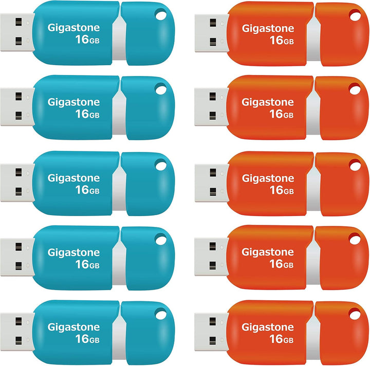 Gigastone V10 16GB 10er-Pack USB 2.0 Flash-Laufwerk, Einziehbare Tasten für MacBook Laptop, Windows