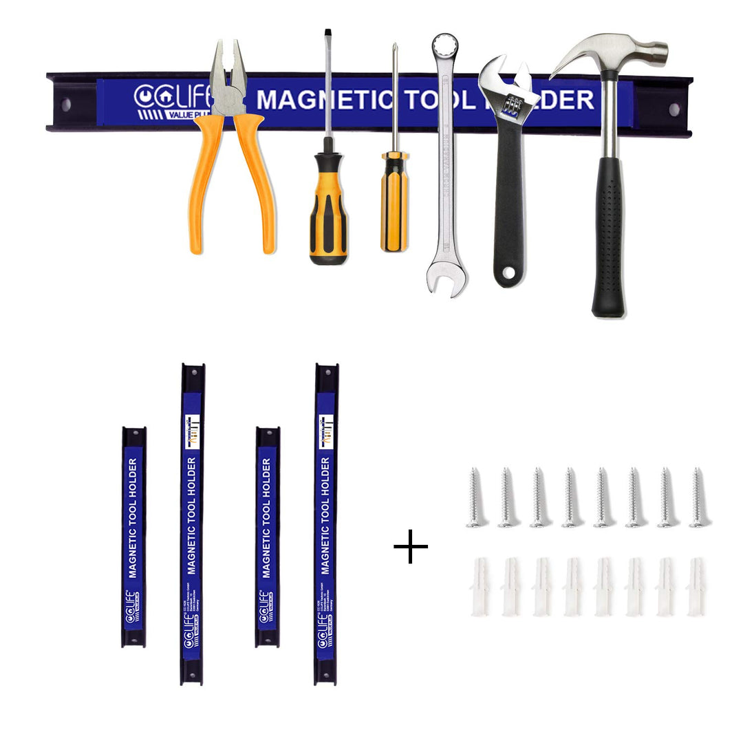 CCLIFE 4tlg Magnetleiste Werkzeug 37cm & 23cm MAX 52KG Magnetschiene Magnetisch Werkzeugleiste für W