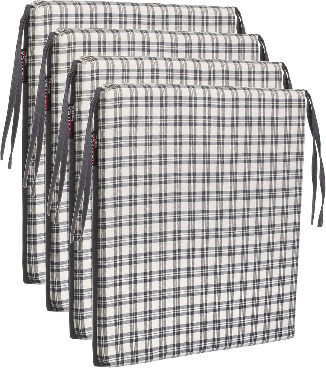 brandsseller Sitzkissen Kariert Stuhlkissen Sitzauflage Stuhlauflage mit 4 Kordelbändern für sichere