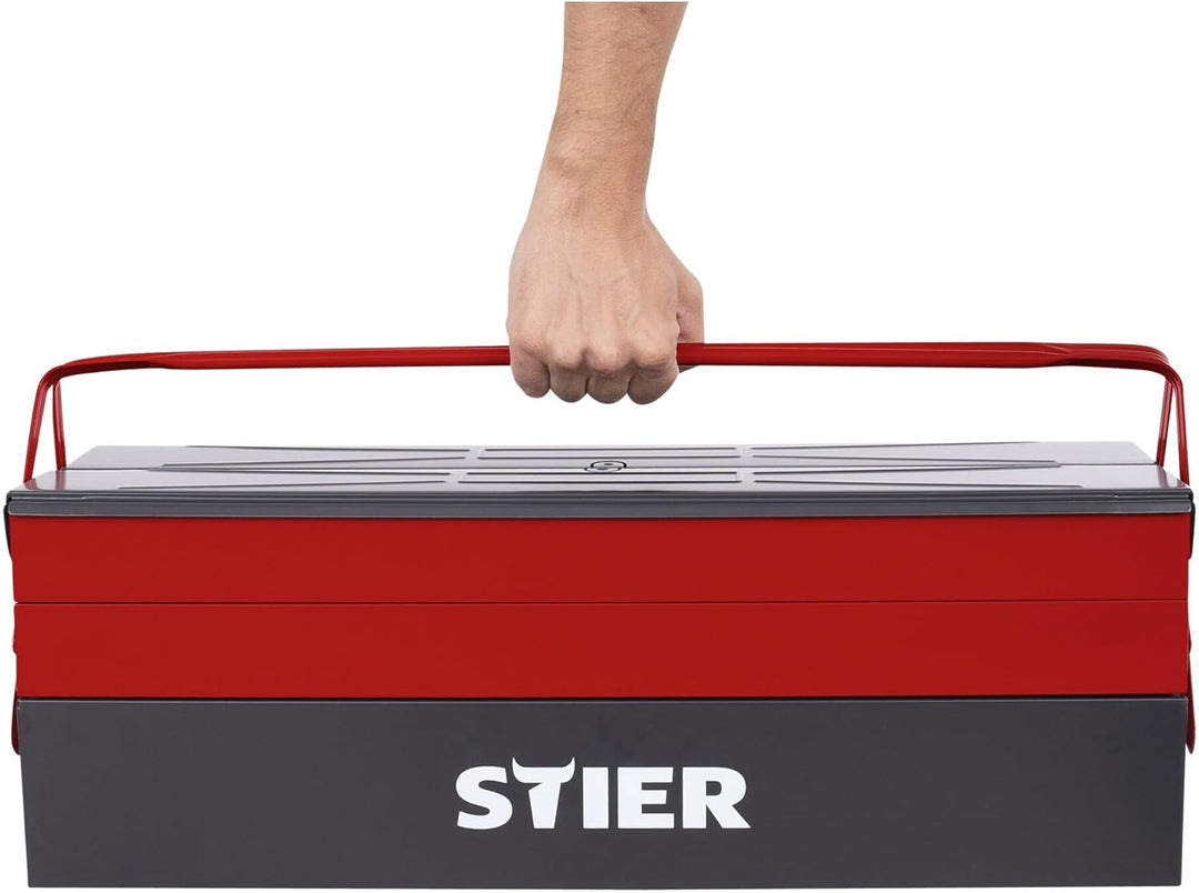 STIER Werkzeugkasten leer, sehr robust und wiederstandsfähig, aus hochwertigem Stahlblech, 600x190x2