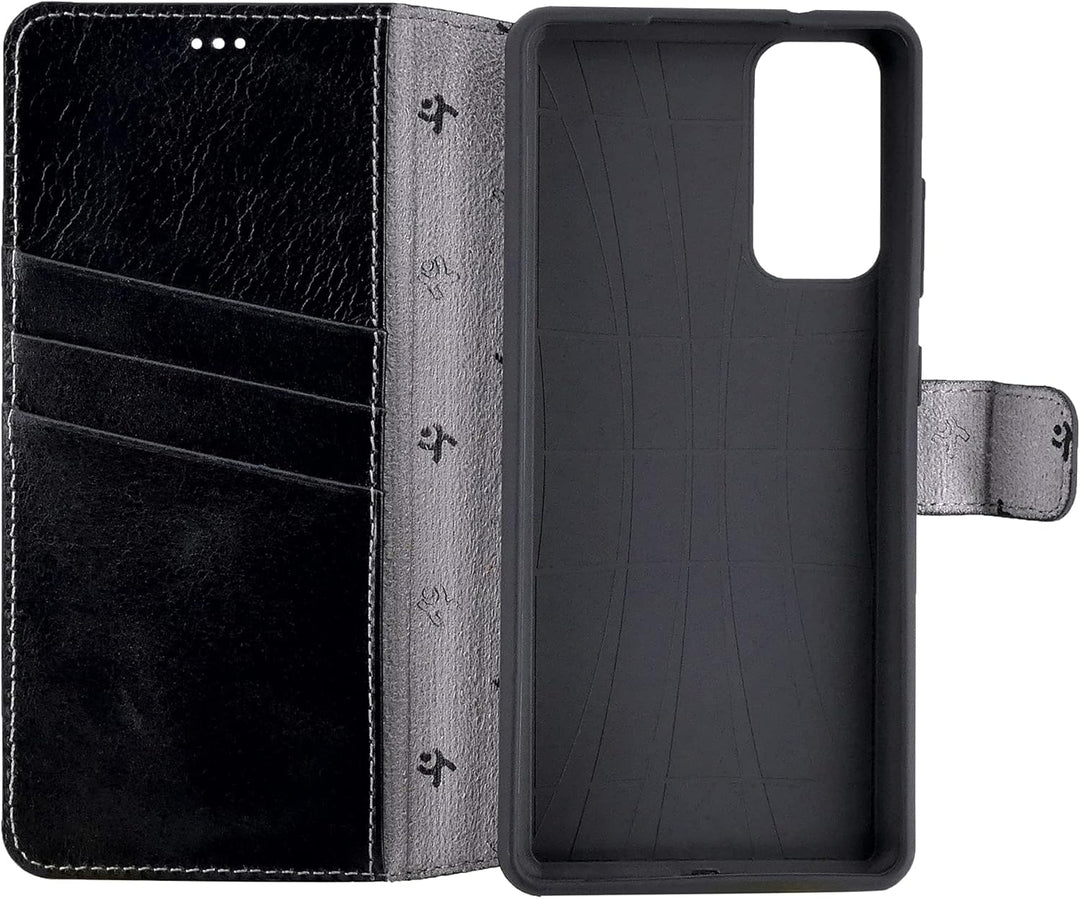 Suncase Book-Style Hülle kompatibel mit Xiaomi Redmi Note 10 Leder Tasche (Slim-Fit) Lederhülle Hand