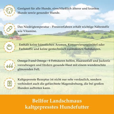 Bellfor Wiesen-Schmaus Junior Kaltgepresst Trockenfutter mit Huhn Getreidefrei für Welpen, Junghunde