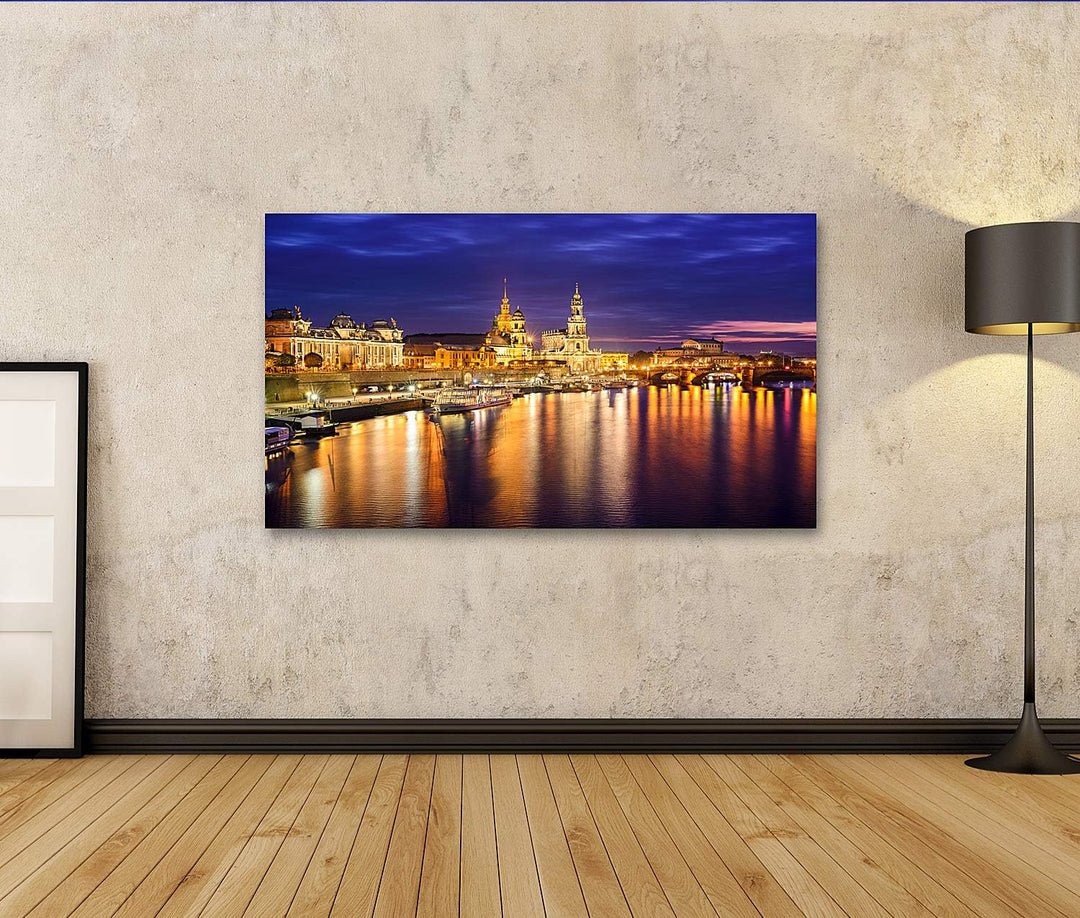 islandburner Bild auf Leinwand Dresden Deutschland Stadtsilhouette An Der Elbe Bilder Wandbilder Pos