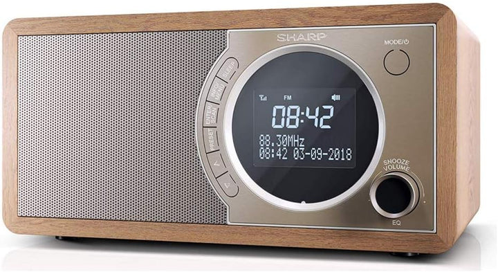 SHARP DR450 Digitalradio (DAB/DAB+/FM mit RDS, Bluetooth, Wecker-Funktionen, 6 Watt), braun Mono Dig
