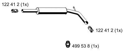 Mittelschalldämpfer Auspuff Mitteltopf original ERNST (121101) Länge: 930mm