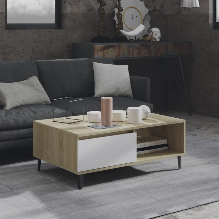 FIRBNUS Couchtische mit Offenes Fach Side Table Beistelltisch Wohnzimmertisch Modern Design Tisch Wo