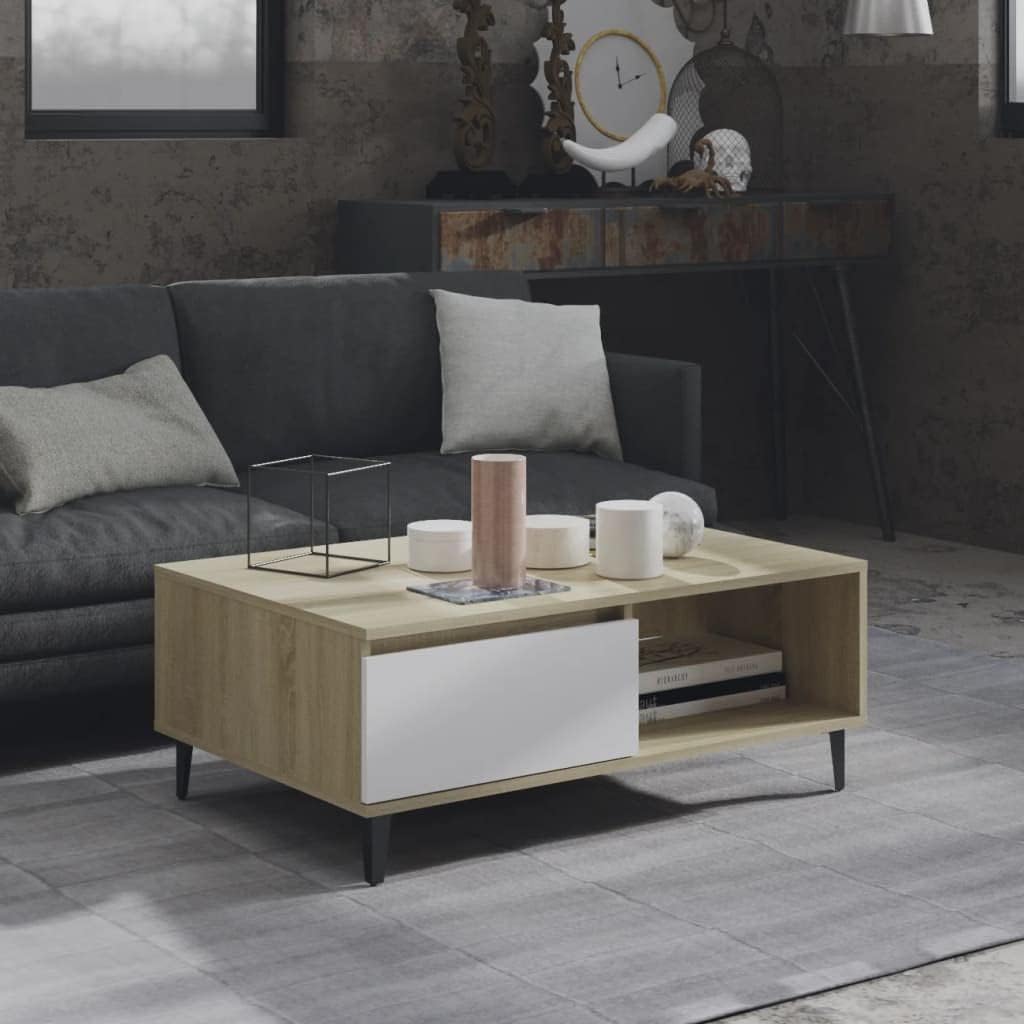 FIRBNUS Couchtische mit Offenes Fach Side Table Beistelltisch Wohnzimmertisch Modern Design Tisch Wo