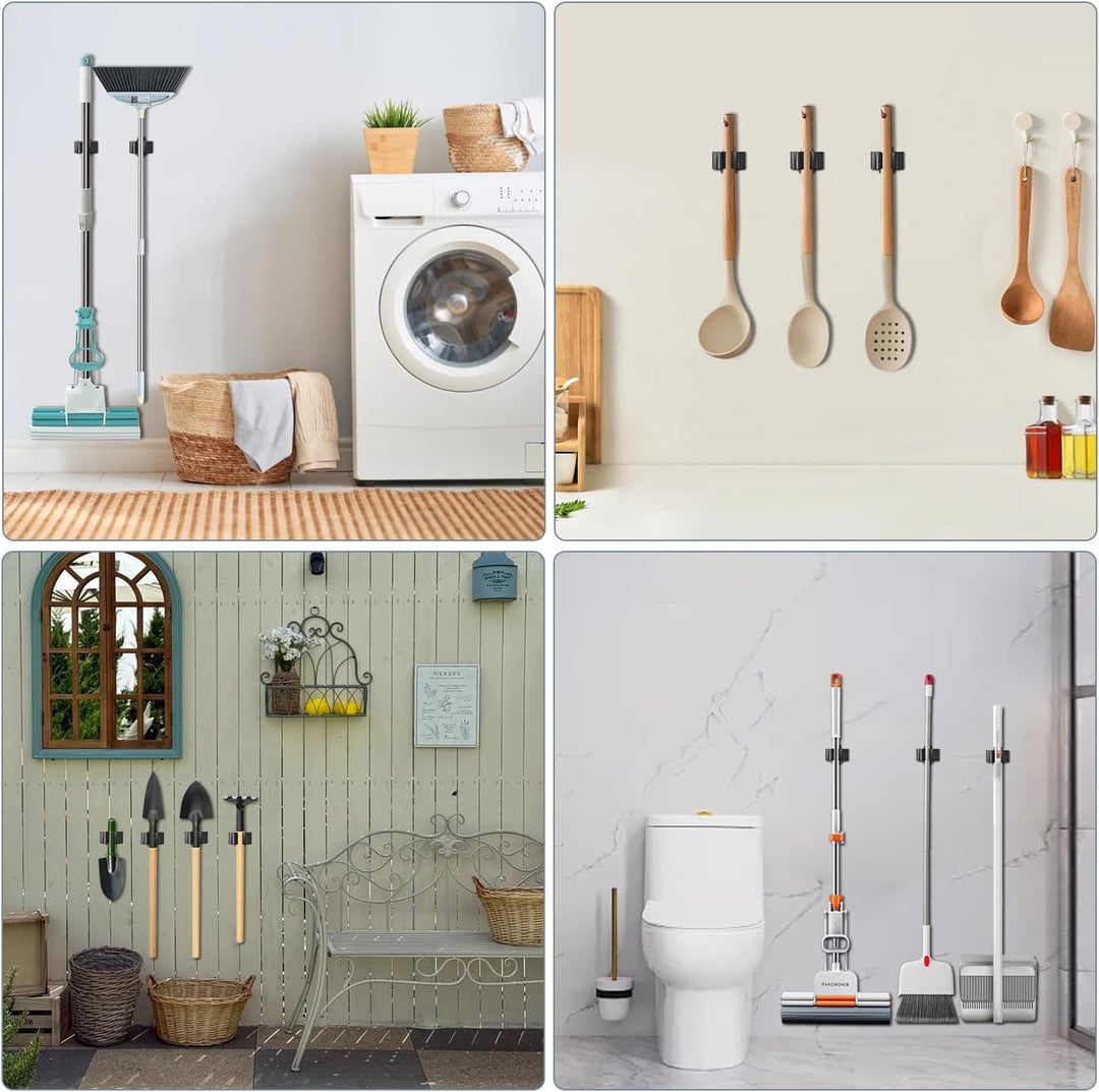 3-H 12 Stück Gerätehalter Set, Besenhalterung Wand Gartengerätehalter Besenhalter, Wandhalterung für