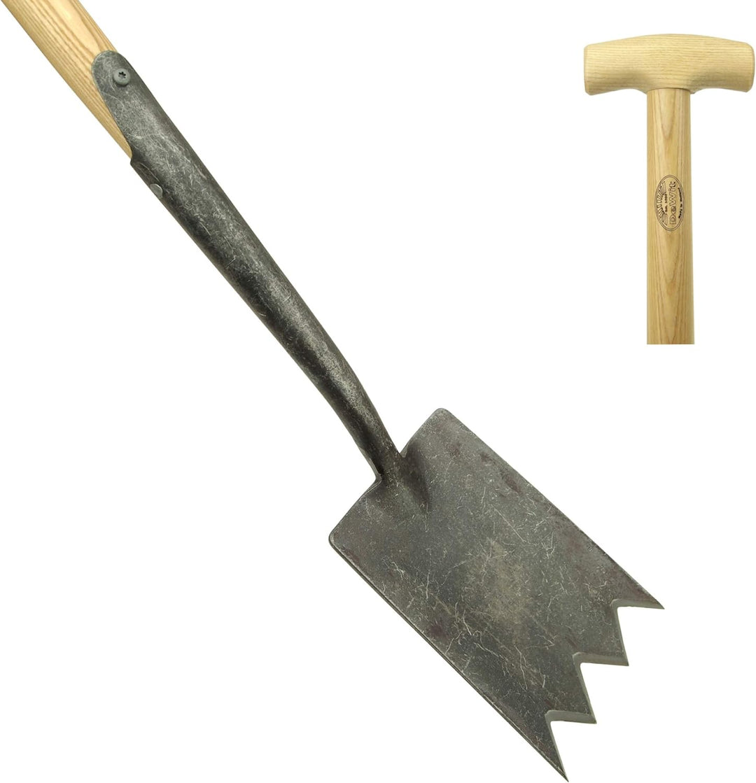 DeWit Garten-Spaten mit scharfen Zinken & praktischem T-Griff 112 cm I Premium Garten-Zubehör für sc