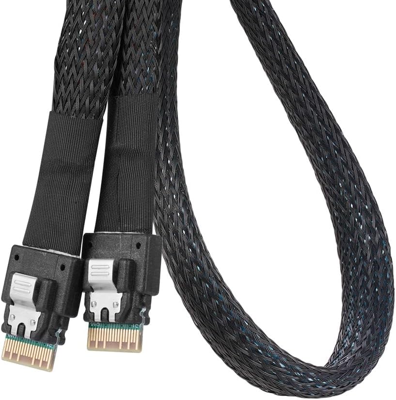 Cablecc PCI-E Slimline SAS 4.0 SFF-8654 4i 38pin Host auf SFF-8654 Slim SAS Zielkabel, 40 cm Black S