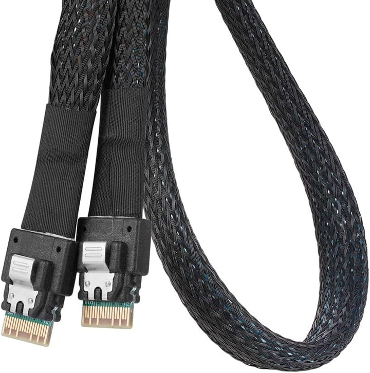Cablecc PCI-E Slimline SAS 4.0 SFF-8654 4i 38pin Host auf SFF-8654 Slim SAS Zielkabel, 40 cm Black S