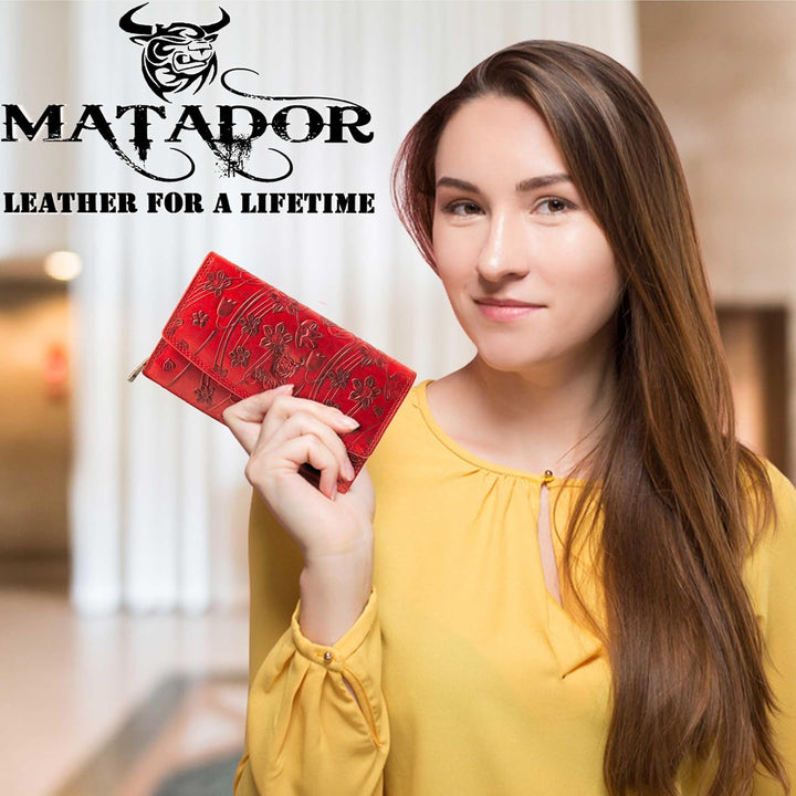 MATADOR Lima Geldbeutel Damen Leder Mit Edler Geschenk Box | Portemonnaie Gross Mit RFID Schutz | Le