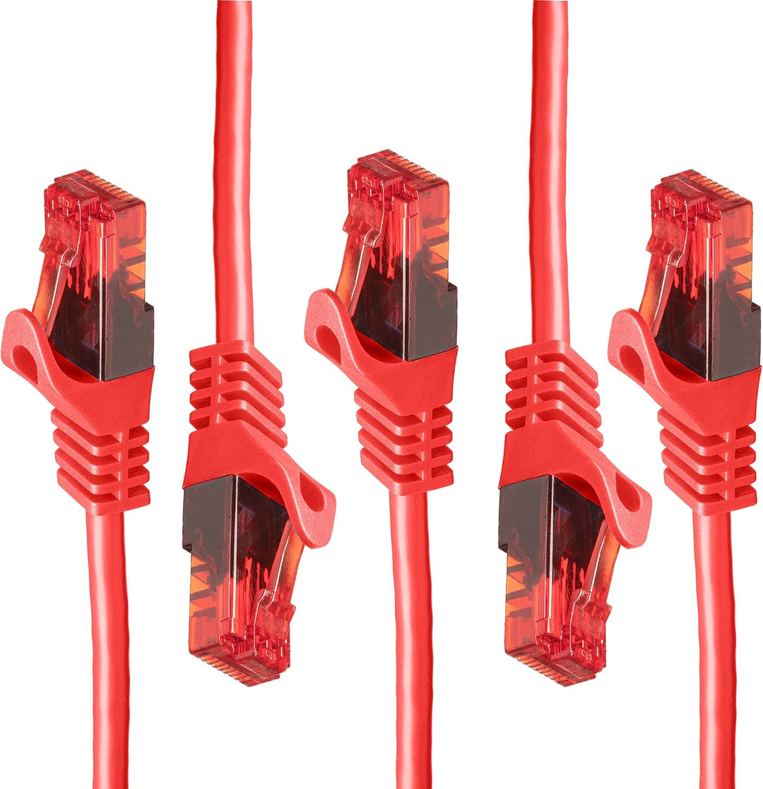BIGtec - 5 Stück - 30m Gigabit Netzwerkkabel Patchkabel Ethernet LAN DSL Patch Kabel rot (2x RJ-45 A