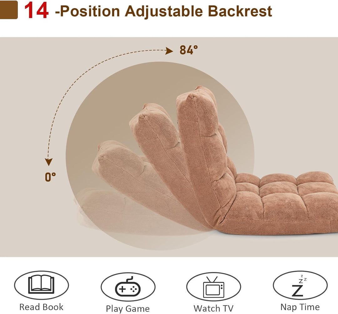 HOMASIS Bodenstuhl gepolstert, Bodensessel mit Verstellbarer Rückenlehne in 14 Positionen, Lesesesse