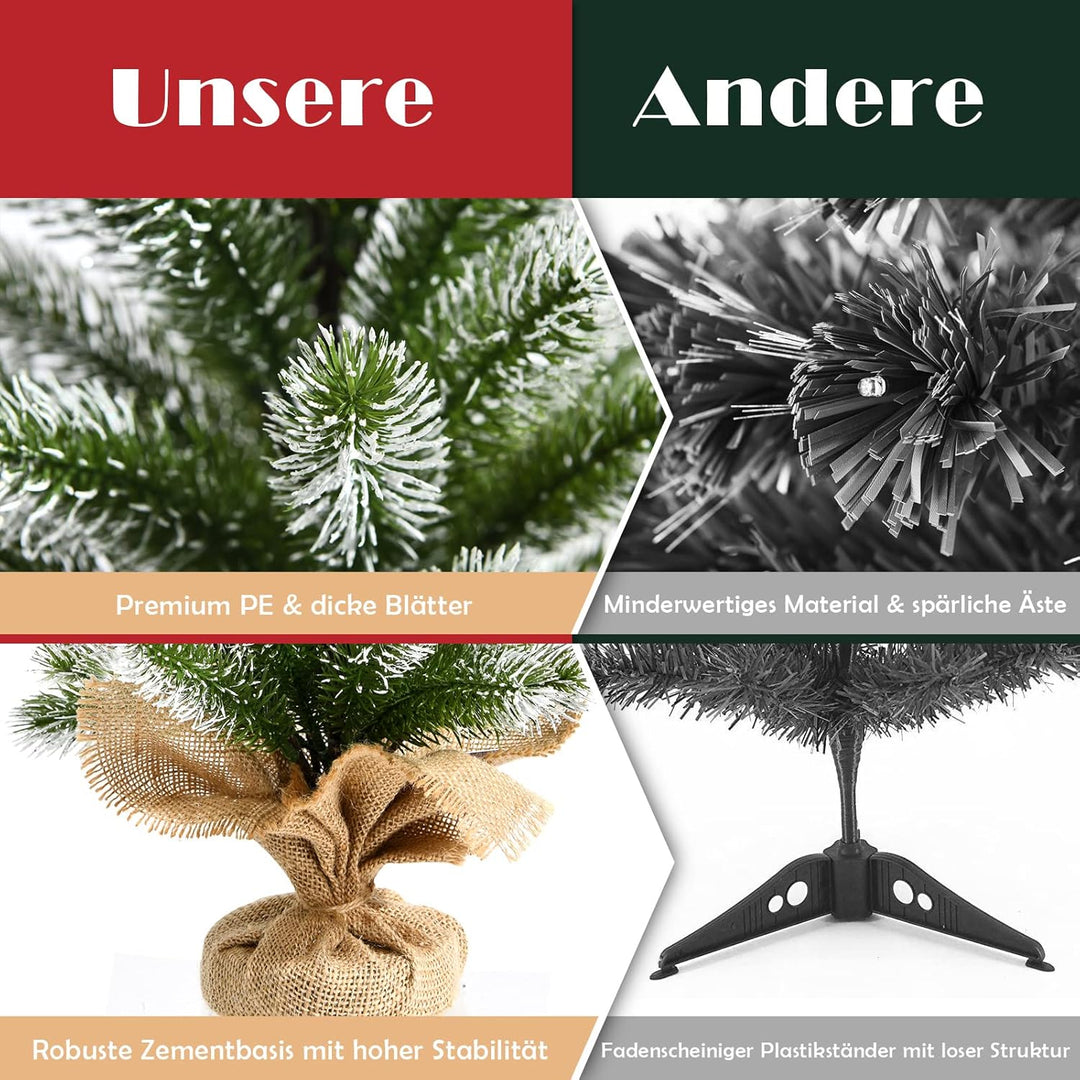 COSTWAY 50 cm Mini künstlicher Weihnachtsbaum, Kleiner Tannenbaum, Tisch-Christbaum mit Schnee, 55 Z