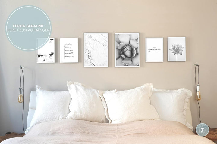 Papierschmiede® Mood Poster Set Unity Schwarz-Weiss, Fertiges Bilder Set mit Rahmen (Holz, weiss), W