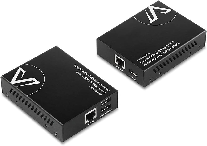 AV Access USB HDMI KVM Extender, 1080P@60Hz bis 80m/260ft über Cat5e/6, 2 USB2.0 Ports für Computer,
