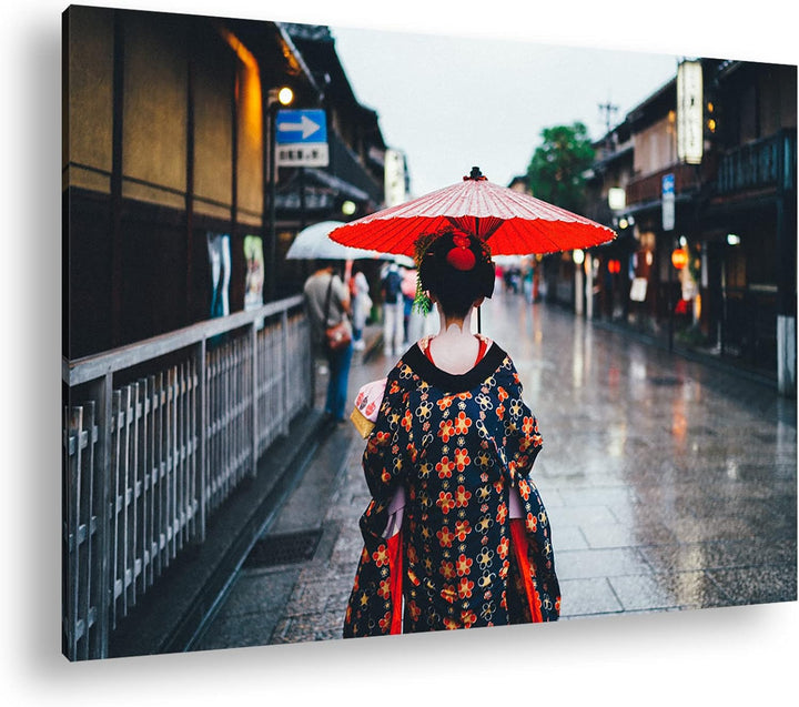 deyoli traditionelles japanisches Gewand Format: 100x70 als Leinwandbild, Motiv fertig gerahmt auf E