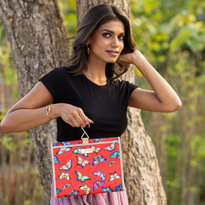 Anuschka Reise Organizer Mappe - Wanderlust Kollektion - Nylonstoff mit Leder Trim und Kunstdruck Bu