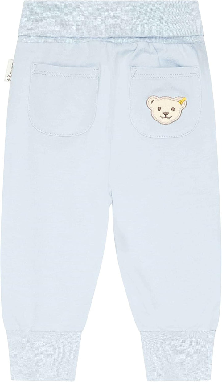 Steiff Unisex Baby Basic Jogginghose mit Beinbündchen Lässige Hose 50 Celestial Blue, 50 Celestial B