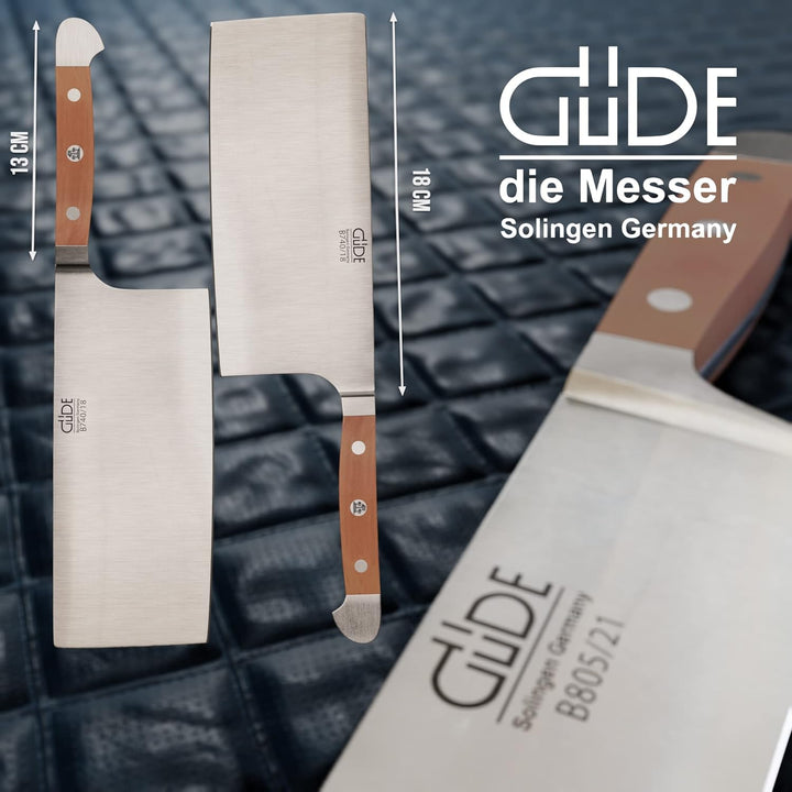 GÜDE Solingen - Hacker geschmiedet, 18 cm, Birnenholz, ALPHA BIRNE, Doppelkropf, Handmade Germany Ha