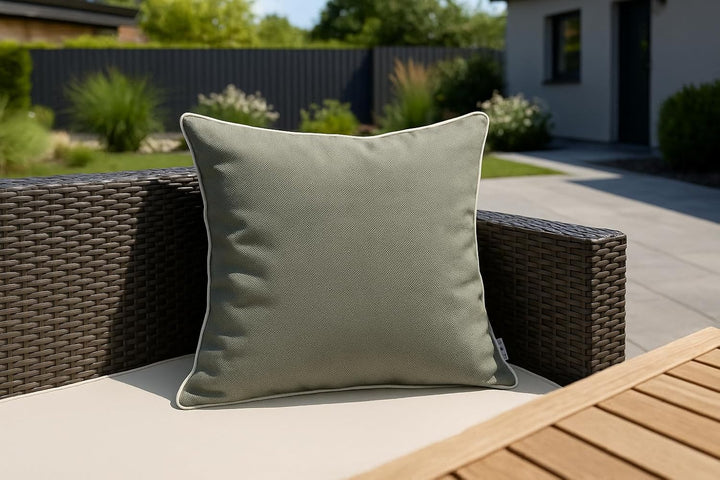 Brandsseller Outdoor Garten Kissen Dekokissen mit Paspel - Garngefärbt Uni Schmutz- und Wasserabweis
