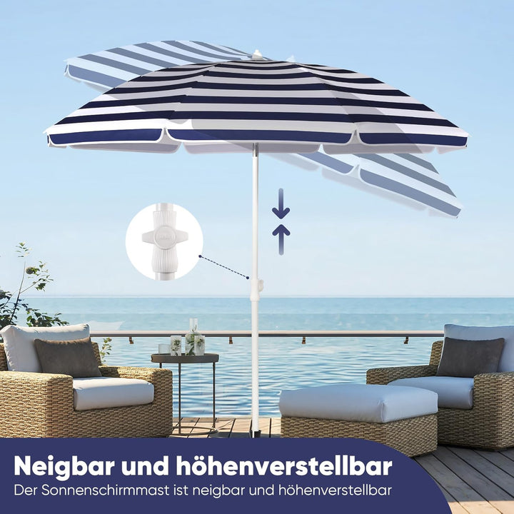 Sekey 160 cm Sonnenschirm Balkon mit Bodenhülse & Schutzhülle, Neigungs und Höhenverstellung, Sonnen