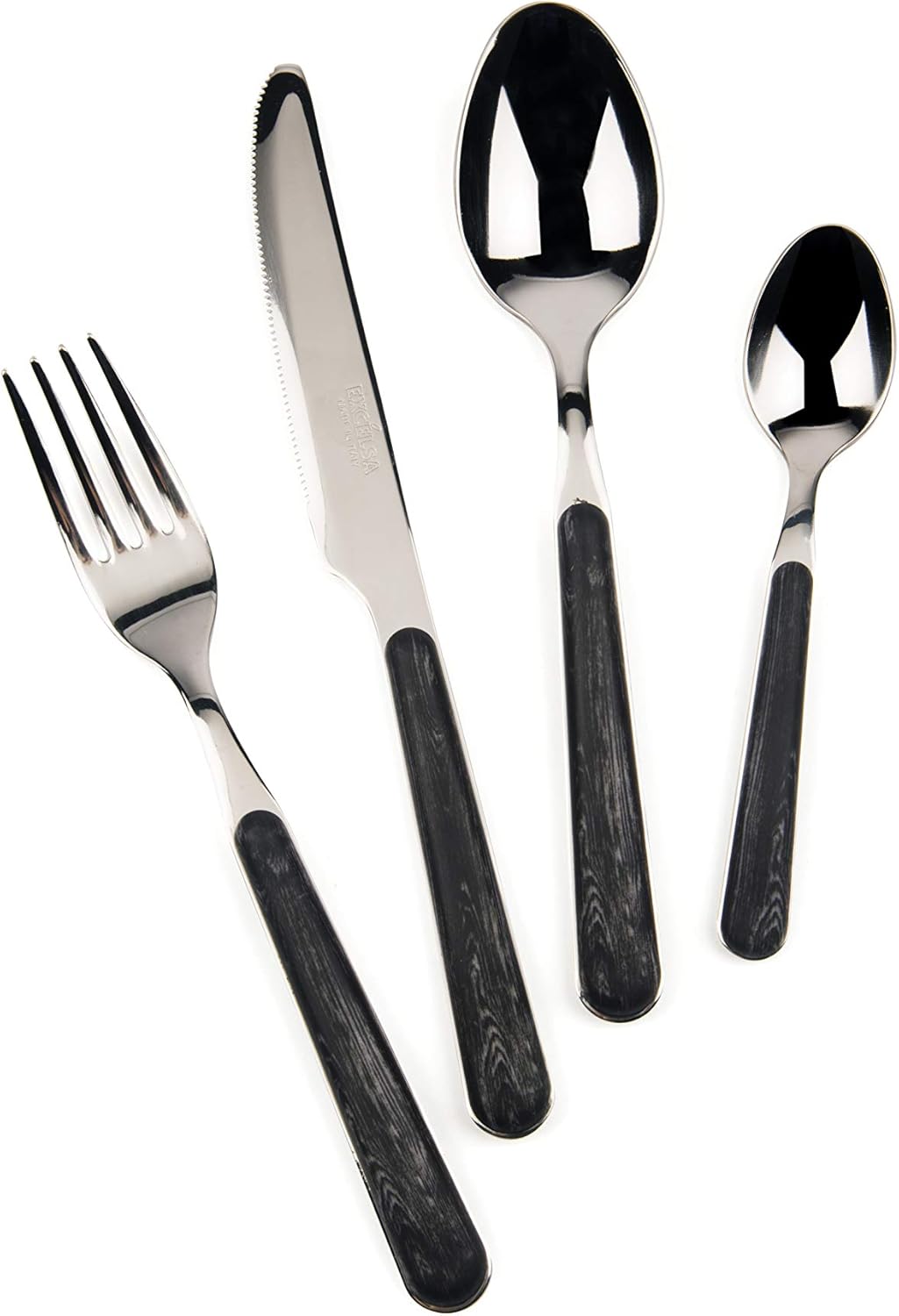 Excelsa Wood Tafelbesteck 24-teilig, Edelstahl Schwarz, Schwarz