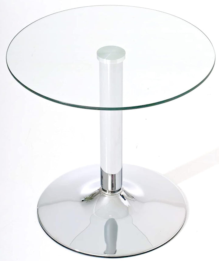 CLP Beistelltisch IKARUS mit Einer runden Tischplatte aus Sicherheitsglas I Stehtisch mit Metallgest