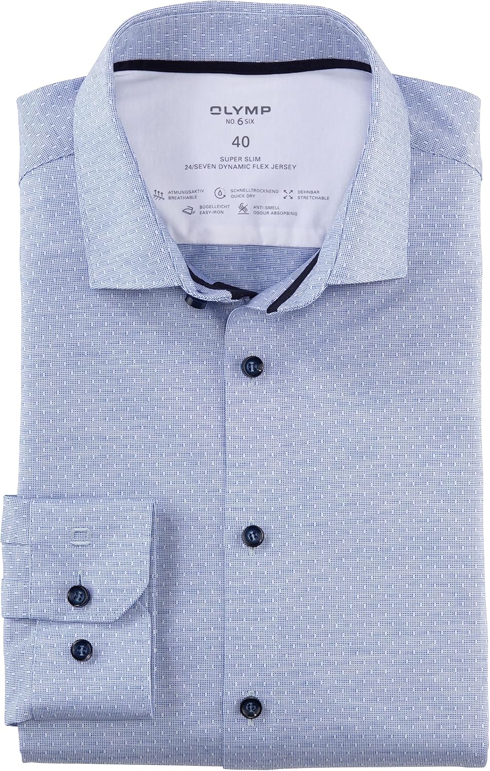 OLYMP Herren Businesshemd Langarm No. Six 24/Seven,Twill,super Slim,Modern Kent 38 Royal 19, 38 Roya