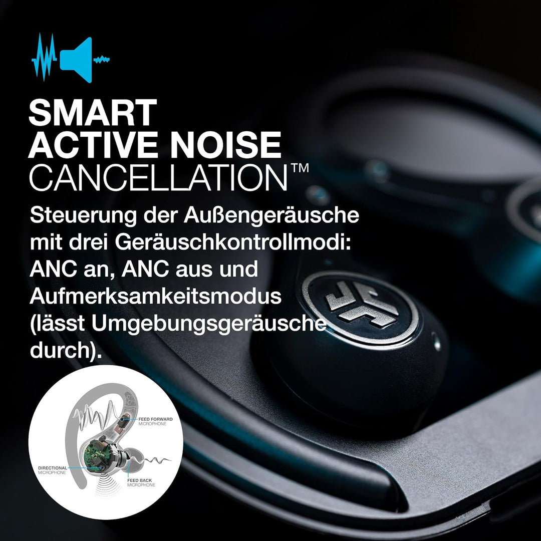 JLab Epic Air Sport ANC Bluetooth Kopfhörer Sport, In Ear Kopfhörer Kabellos mit Bügel - 70+ Std. No