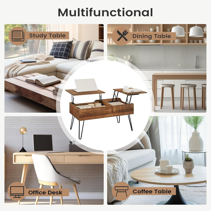 WOLTU Couchtisch, höhenverstellbarer Wohnzimmertisch, Kaffeetisch, Auszug, Versenkbarer Couchtisch,