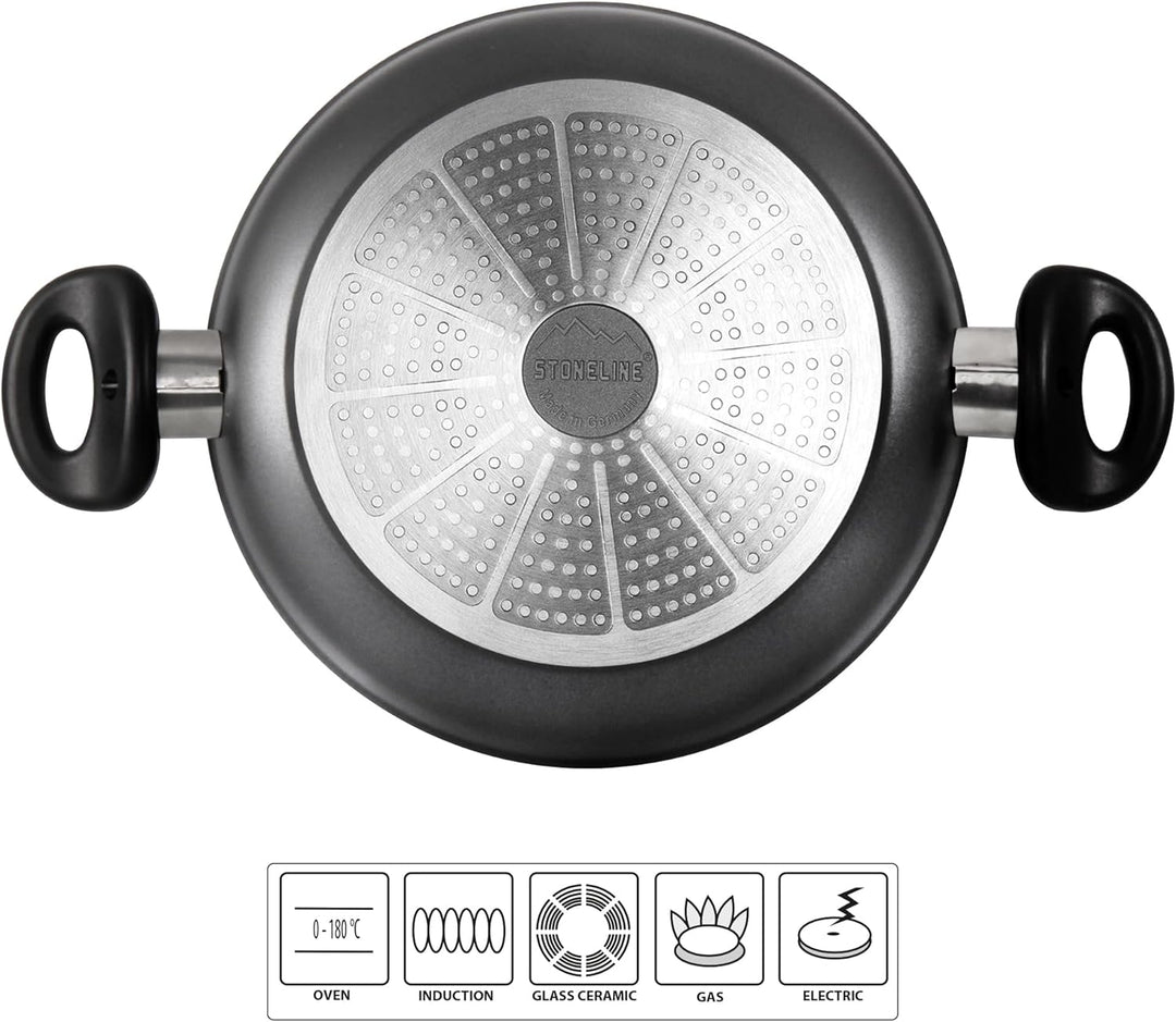 STONELINE® Made in Germany Servierpfanne 28 cm, auch für öl- und fettfreies Braten, Kratzfeste Antih