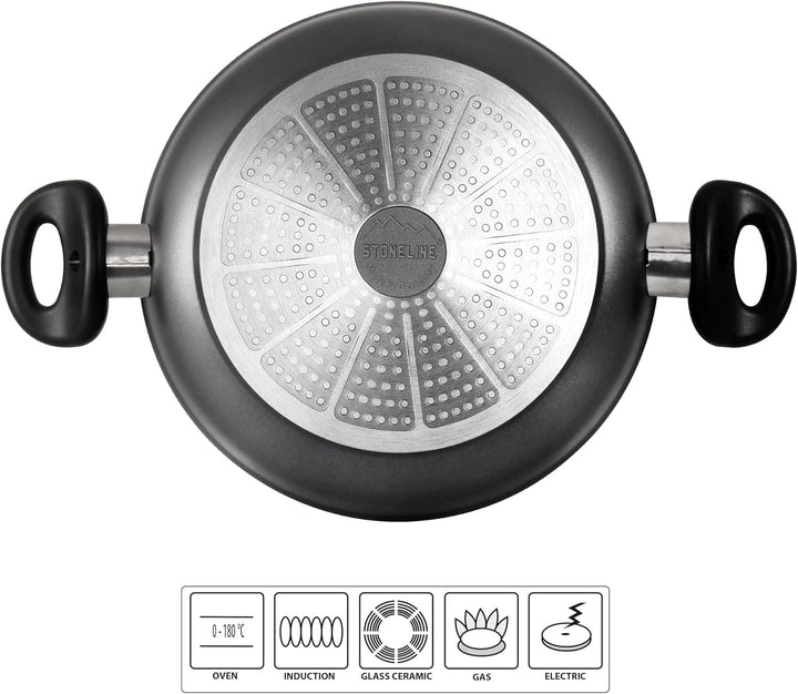STONELINE® Made in Germany Servierpfanne 28 cm, auch für öl- und fettfreies Braten, Kratzfeste Antih
