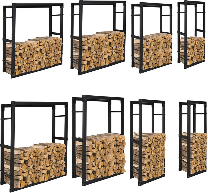 Lospitch Kaminholzregal Feuerholzregal Kaminholzhalter In 8 Grössen Aus Schwarzem Metall Anti-Rost K
