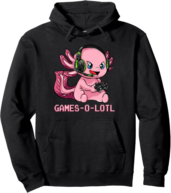 Gamesolotl Axolotl als Gamer mit Headset süsses Anime Kawaii Pullover Hoodie