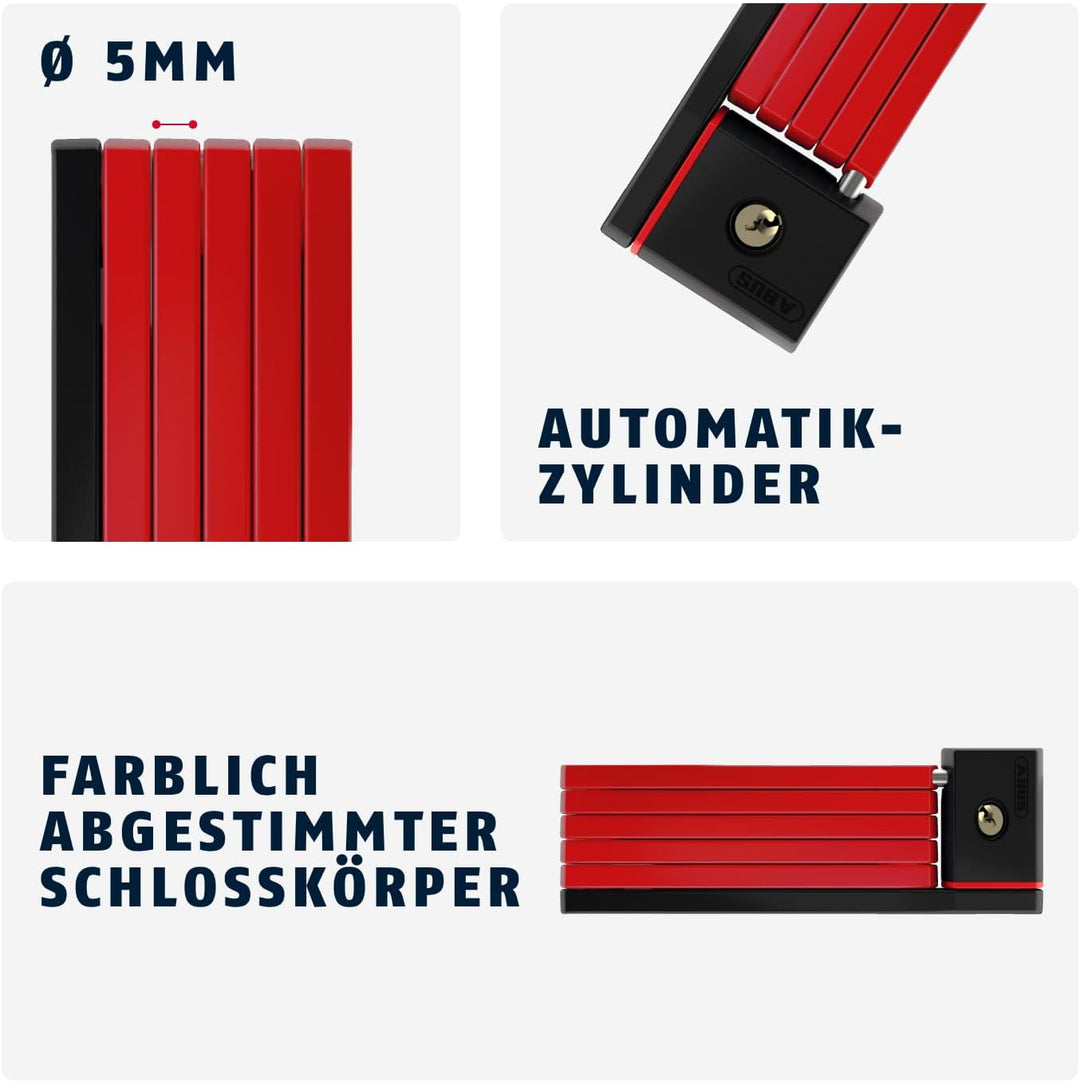 ABUS Faltschloss Bordo uGrip 5700K SH mit Halterung - Fahrradschloss mit 5 mm starken Stäben - ABUS-