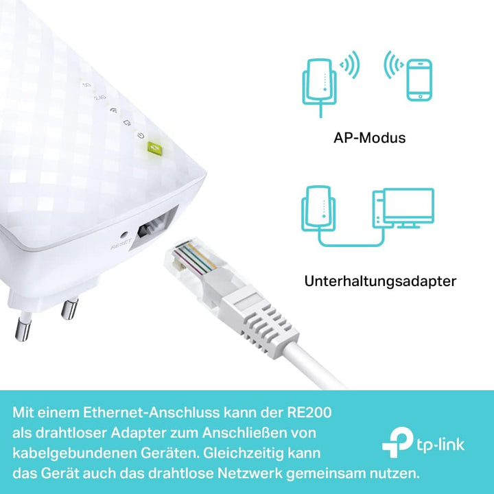 TP-Link WIFITL-RE200 (UE) - Blanc 433 Mbit/s 433 Mbit/s, 433 Mbit/s 433 Mbit/s
