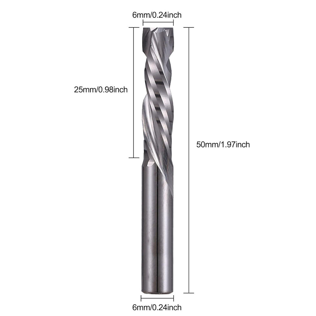 EU_HOZLY 5 Stück Hartmetall-Kompressionsfräser Up&Down 2 Nuten Schaftfräser 6 mm (0,236 Zoll) Schaft
