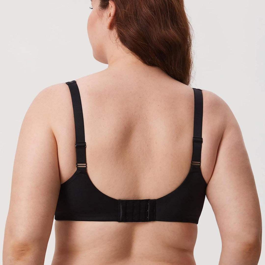 DELIMIRA Damen T Shirt BH mit Bügel Vollschalen Nahtlose BH Grosse Grössen Gepolstert 75B Schwarz, 7