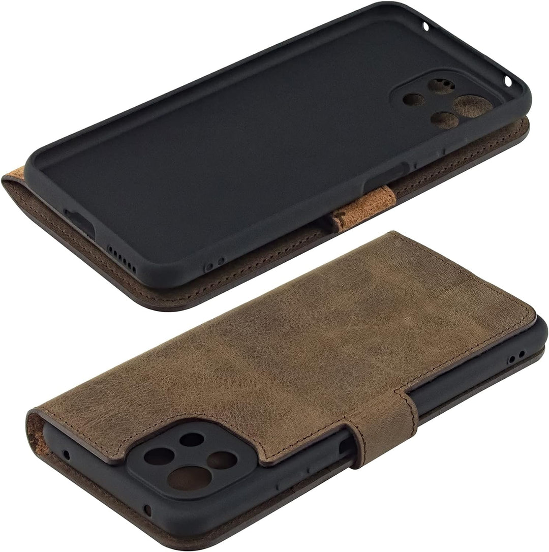 Suncase Book-Style Hülle kompatibel mit Xiaomi Mi 11 Lite 5G Leder Tasche (Slim-Fit) Lederhülle Hand