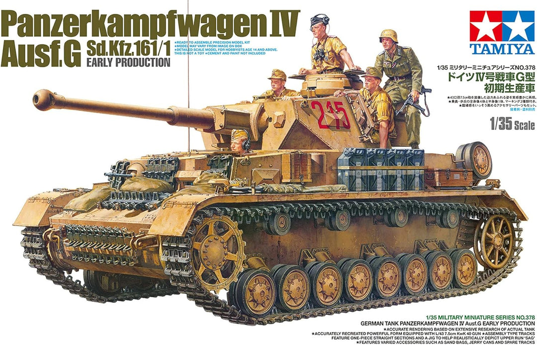 Tamiya 35378-000 Militär 35378 1:35 Dt. Pz.Kpfw. IV AUSF.G Frühe.Prod. -Originalgetreue Nachbildung,