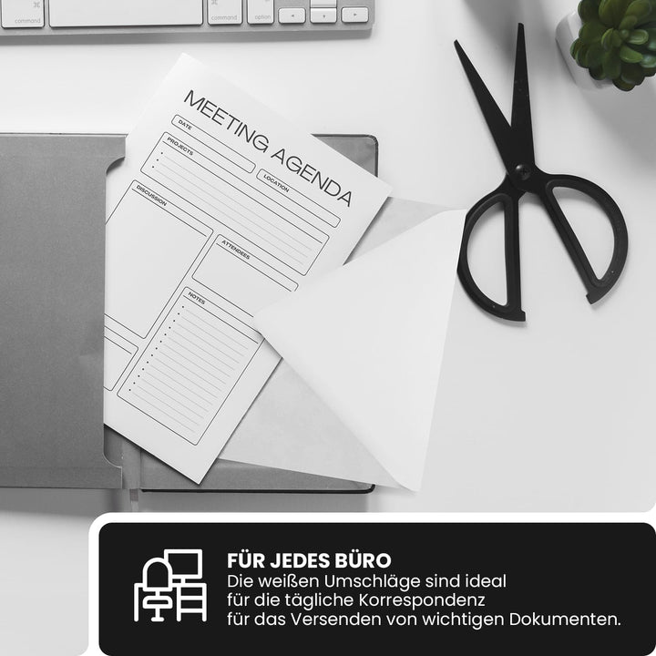 Netuno 500x Briefumschlag Weiss DIN C6 11,4 x 16,2 cm 100g Weiss Papier-Umschlag C6 nassklebend ohne