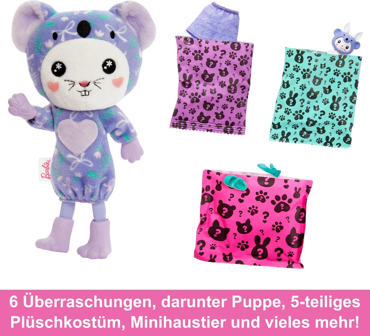 BARBIE Cutie Reveal Puppe - Chelsea-Puppe mit 6 Überraschungen und Farbwechselspass, Hasen in Koala-
