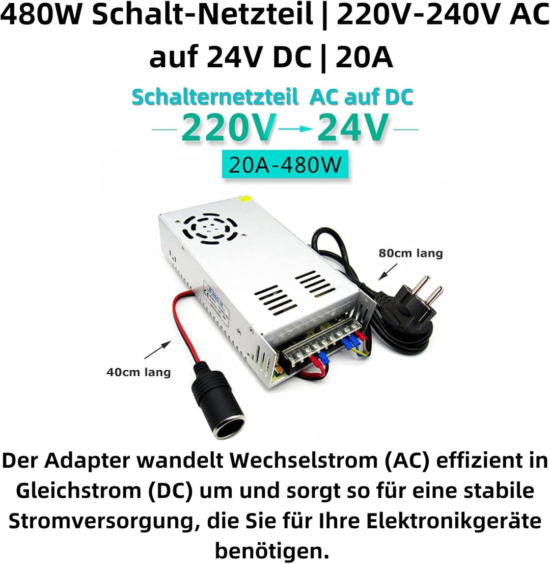 D85CS 480W Schalternetzteil 220V-240V AC auf DC Netzteil 24Volt Transformator Industriell Adapter Ei