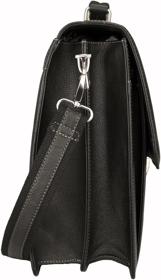 Fa.Volmer® Herren Echt-Leder Business-Tasche für Notebook #Bag16208 in Farbe Braun und Schwarz, Schw