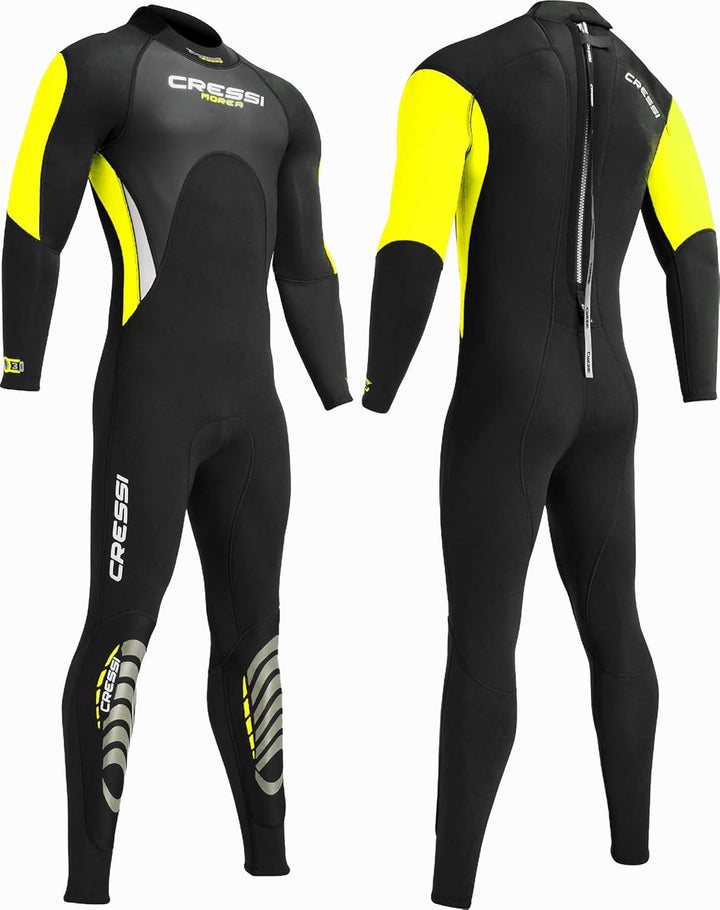 Cressi Morea Herren - Neoprenanzug 3mm für alle Wassersportarten XL/5 Schwarz/Gelb/Silber, XL/5 Schw