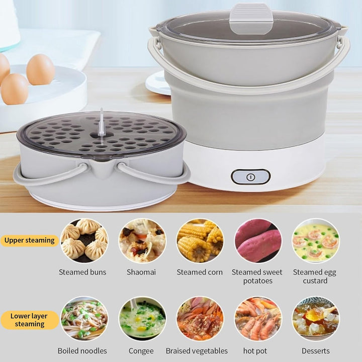 Elektrischer Hot Pot Faltbar,CEIEVER Tragbarer Reisekocher 1L Tragbarer Faltbarer elektrischer Kocht