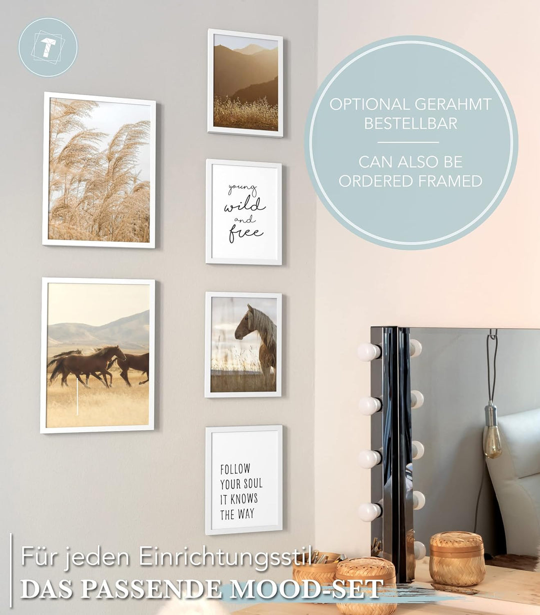 Papierschmiede® Mood Poster Set Wild and Free, Deko Bilder Wohnzimmer, 2x DIN A3 (ca. 30x42) und 4x