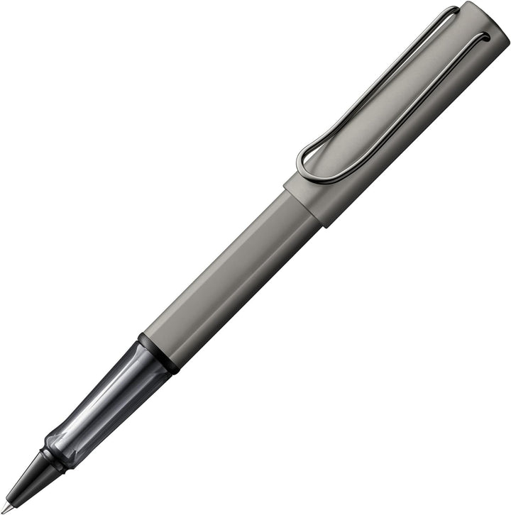 LAMY Lx Tintenroller 357 – Rollpen aus Aluminium, edel eloxiert in der Farbe Ruthenium mit transpare
